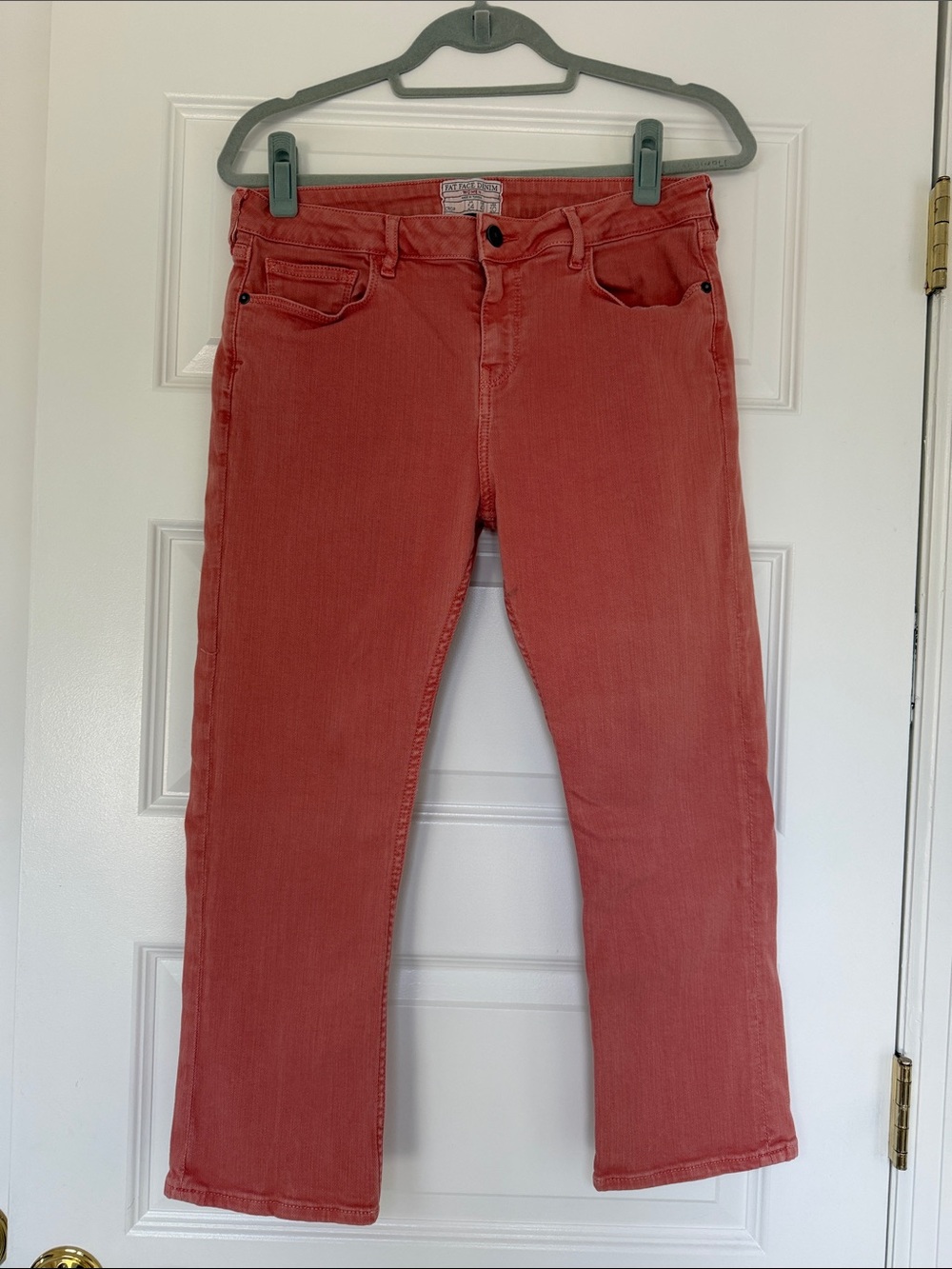 Fat Face Denim Women's washed Red/Coral Cropped Jeans -Comfortable Stretch Denim